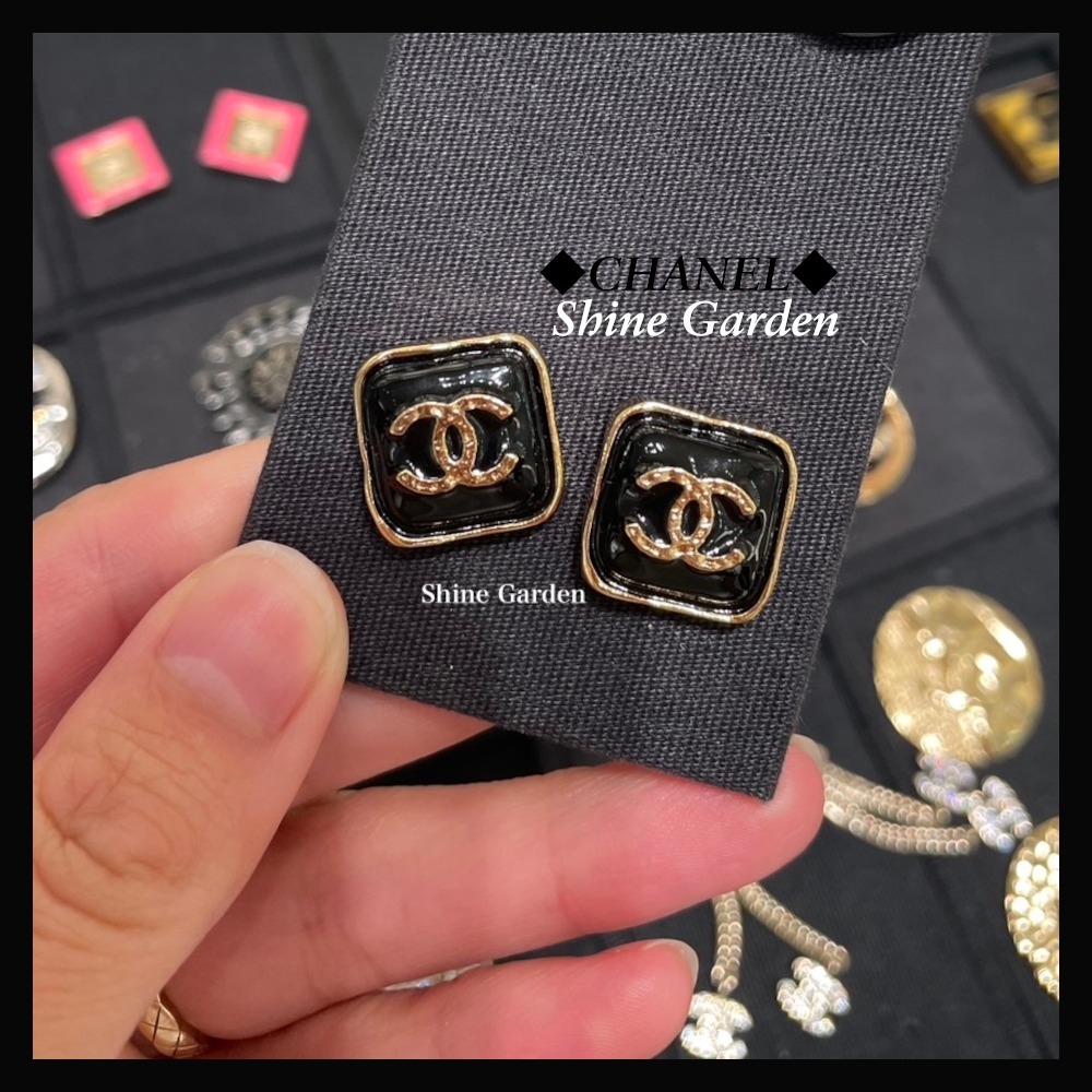 【ベストセラー★】CHANEL ピアス CCロゴ スクエア ブラック