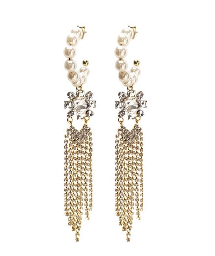 [BLACKMUSE] KARA着用☆Pearl hoop stone drop Earrings