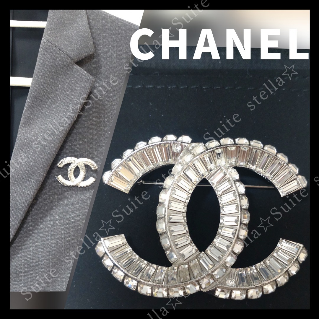 国内発送【CHANEL】ブローチ★ココマーク☆メタルラインストーン