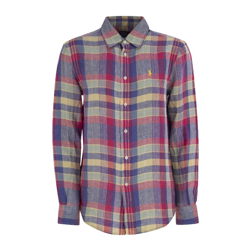 Tシャツ・カットソー Ralph Lauren Calssic-fit linen plaid shirt (211970733 001)