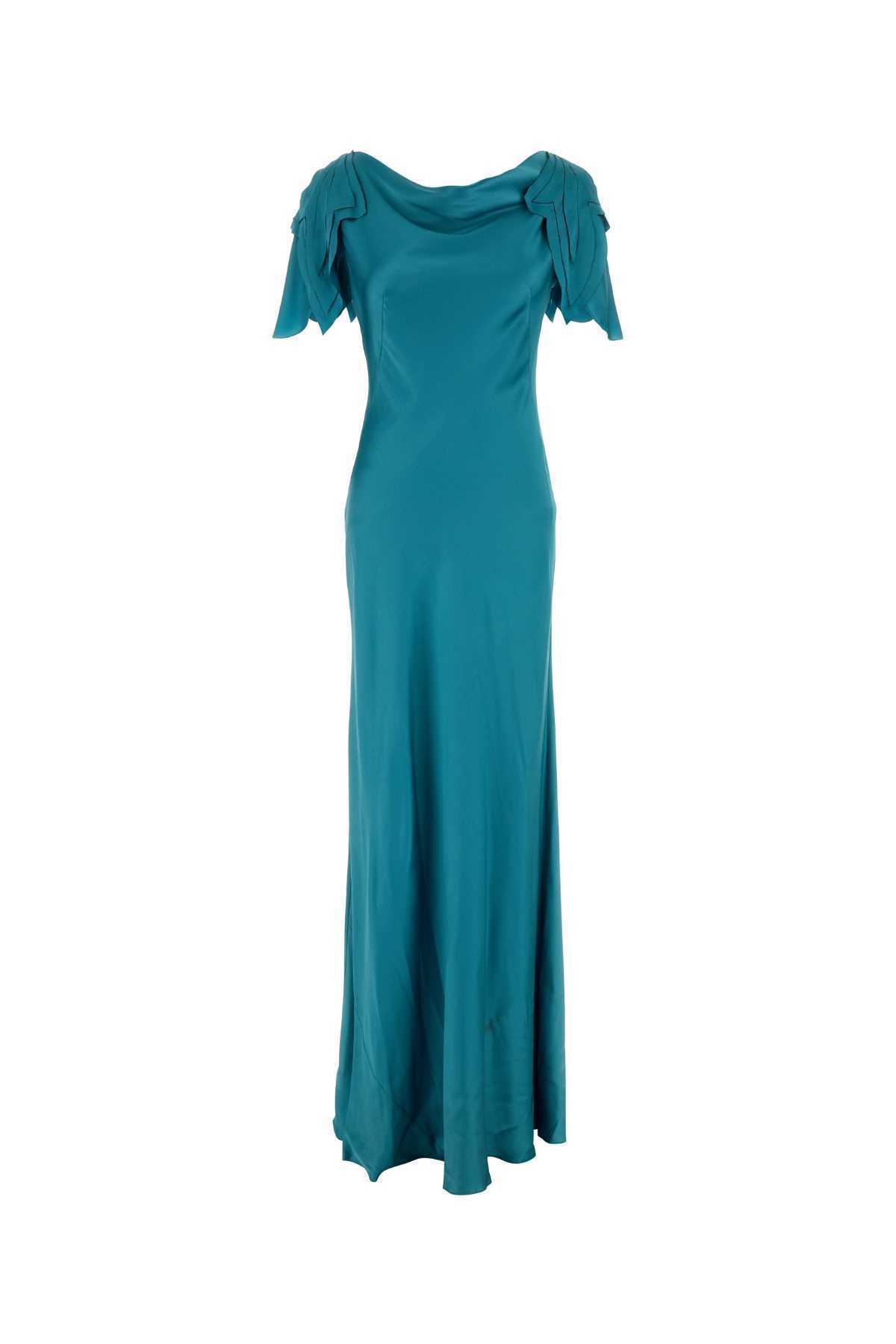 ワンピース A FERRETTI Turquoise Satin Long Dress