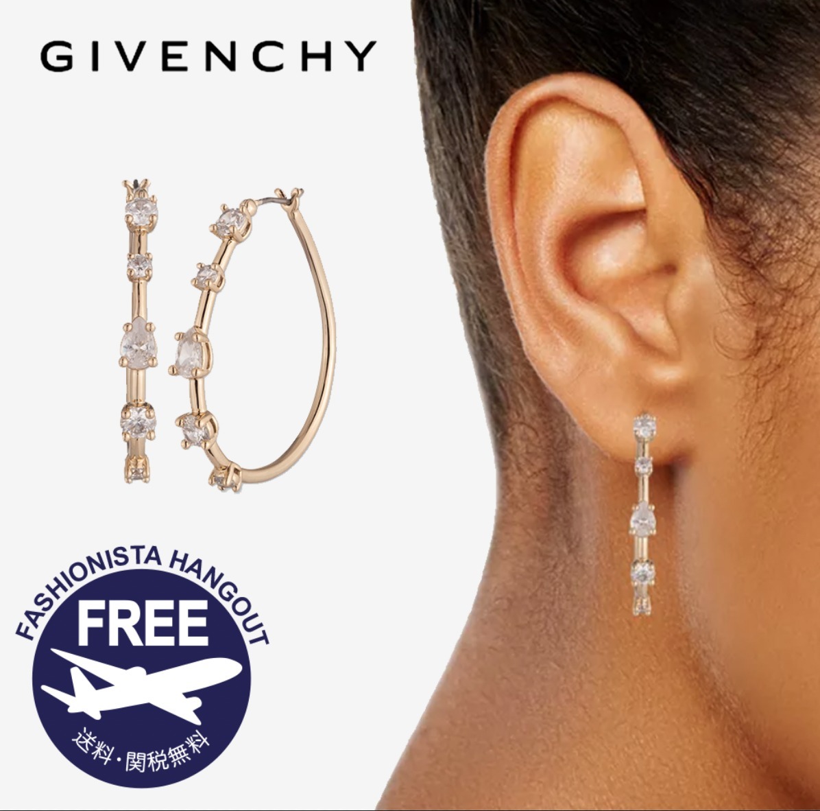 GIVENCHY ジバンシー Small Mixed Crystal Split-Hoop ピアス