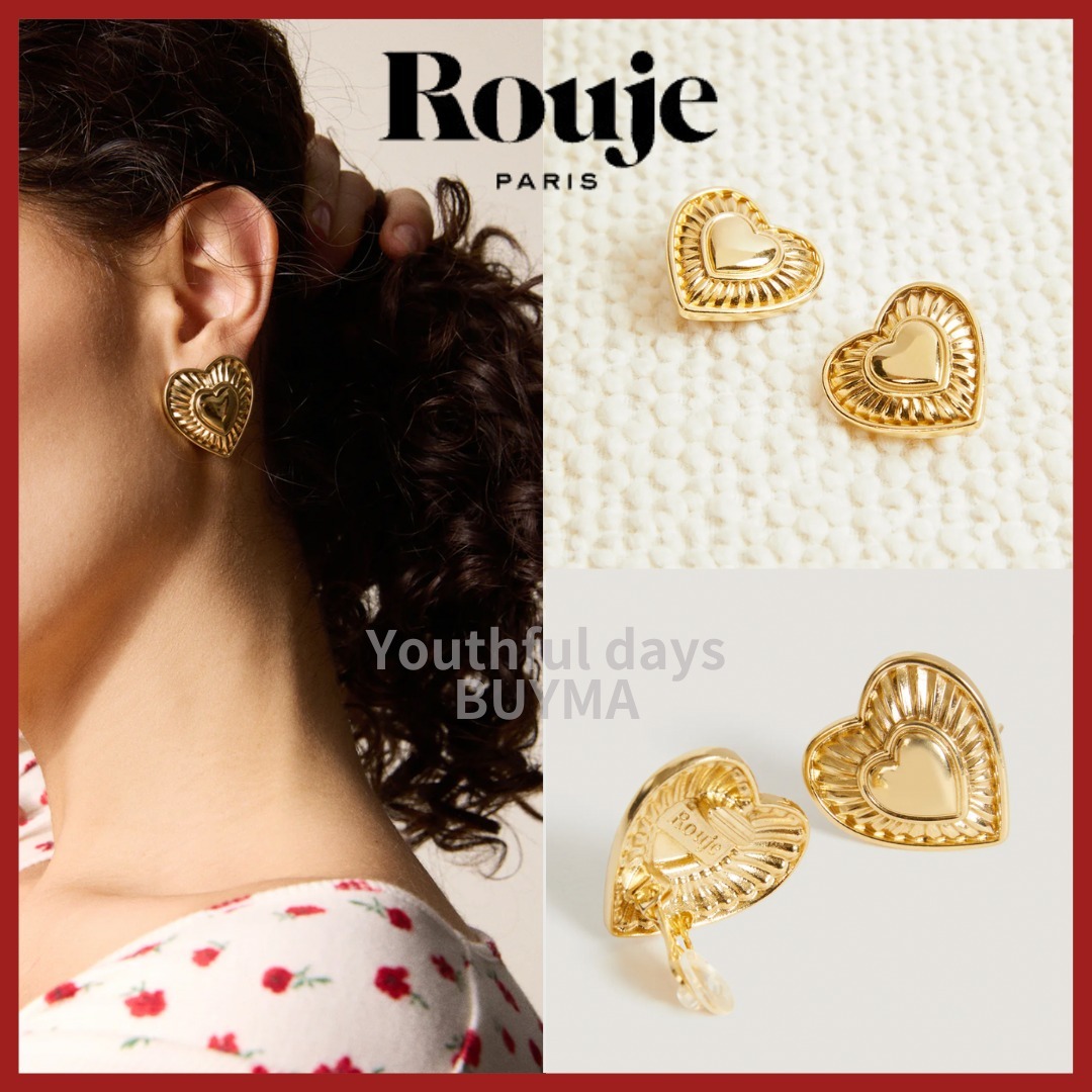 Rouje ハート イヤリング 純金メッキ