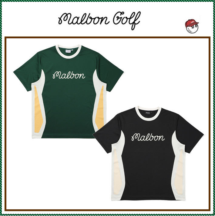 【MALBON GOLF】 Mesh jacquard round t-shirt ■MAN /追跡付