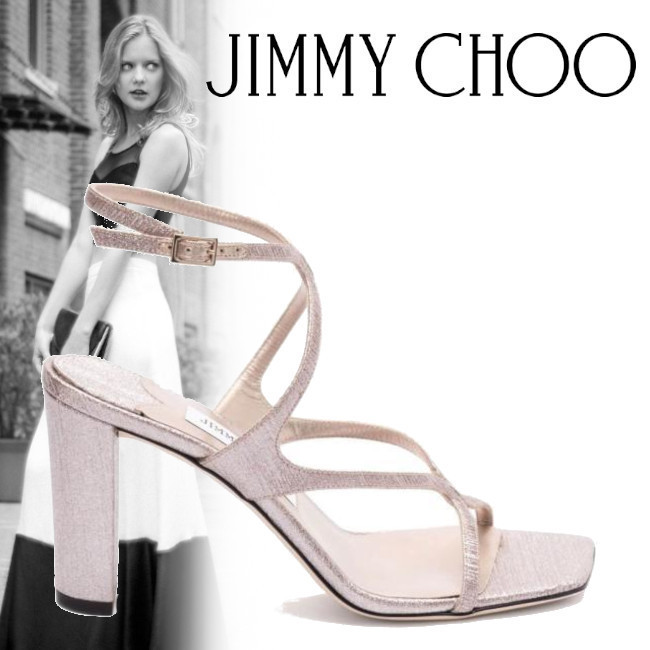 正規店買付【JIMMY CHOO】パウダー レザー Azia 85 サンダル