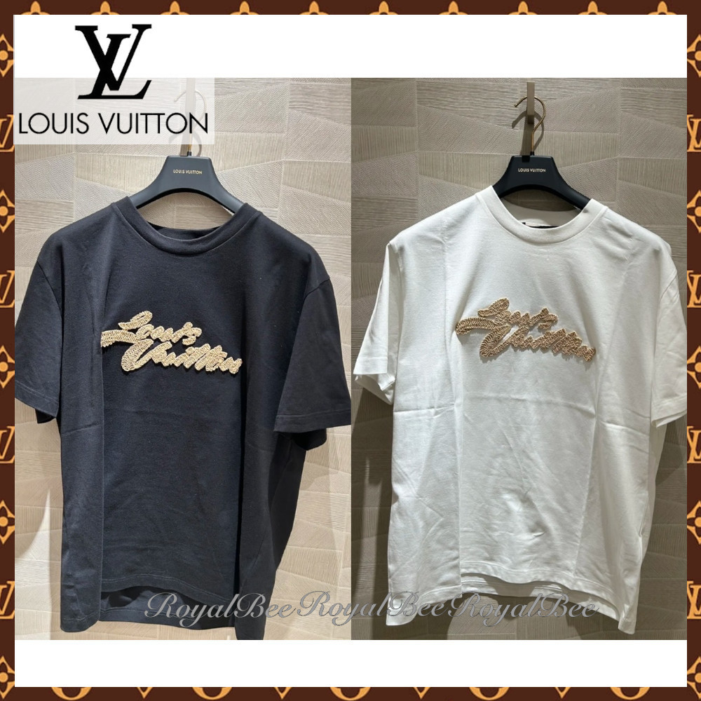 【お洒落ロゴが存在感を放つ★2色】ルイヴィトン ロゴTシャツ
