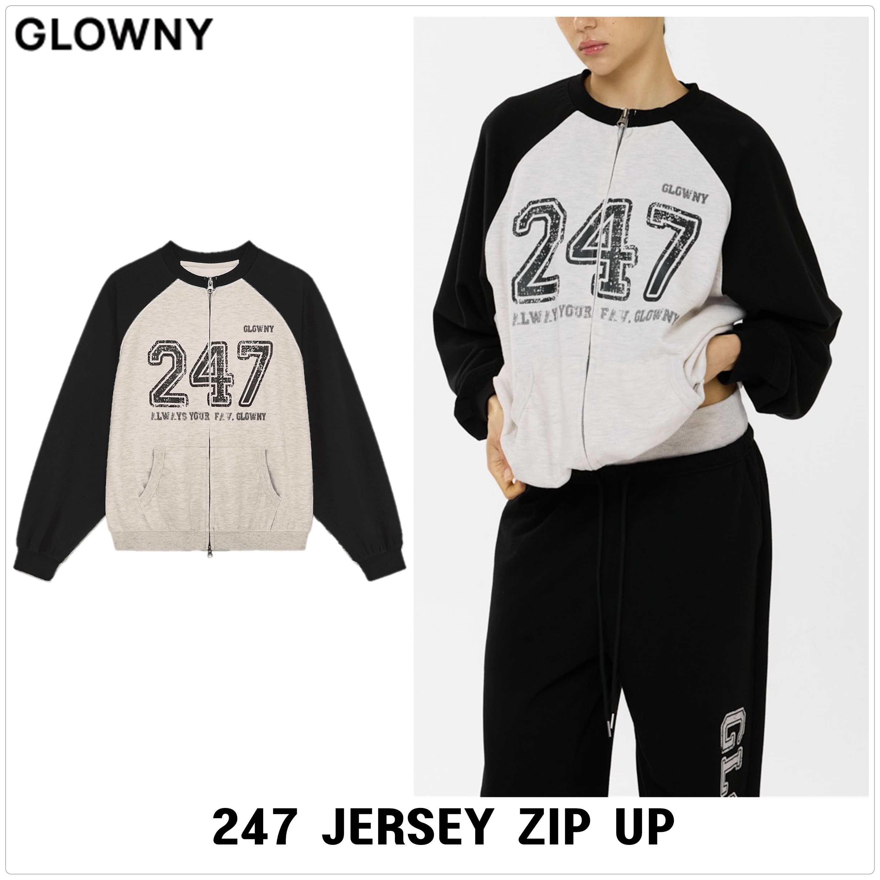 [GLOWNY] 247 JERSEY ZIP アップ★新作・25SS★韓国ファッション