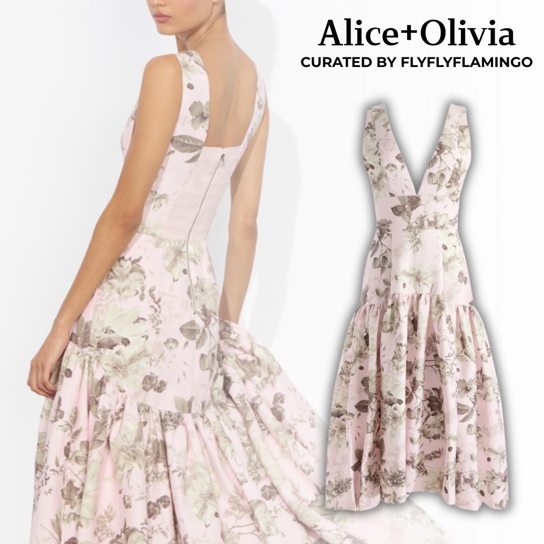 上品!【Alice+Olivia】LILA 花柄 アンクル丈 ノースリーブドレス