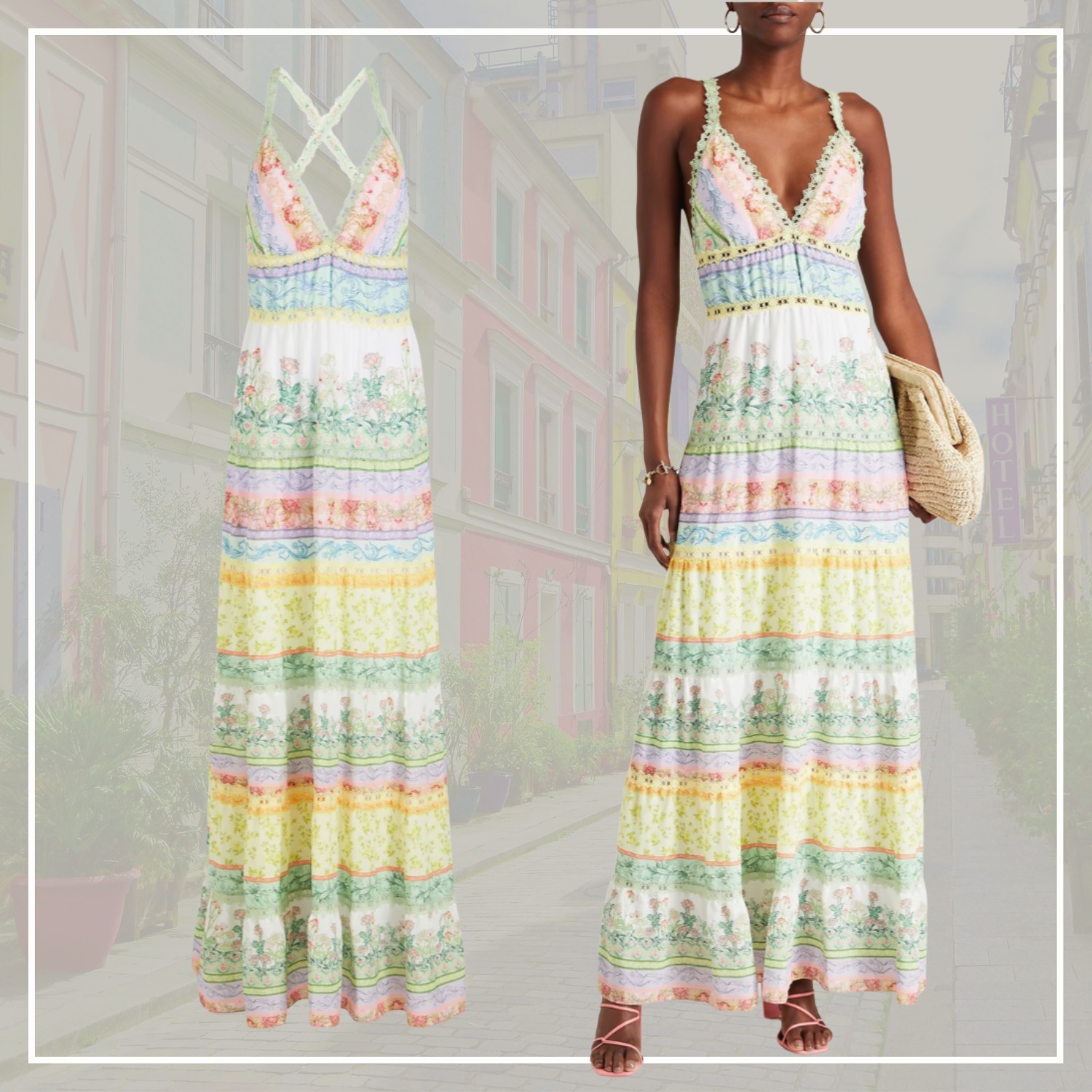 【完売必至】ALICE+OLIVIA 花柄 クレープ マキシワンピース