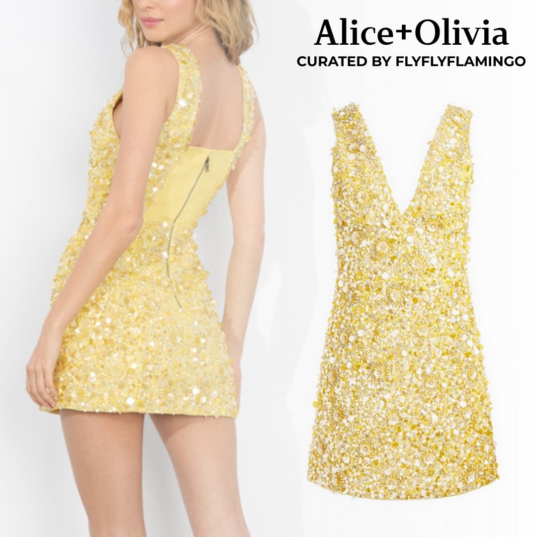 【Alice+Olivia】TATUM スパンコール 花柄 ミニ丈 ガウン ドレス