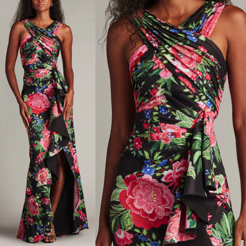 SALE!!TADASHI SHOJI ホルターネック花柄ロングワンピース