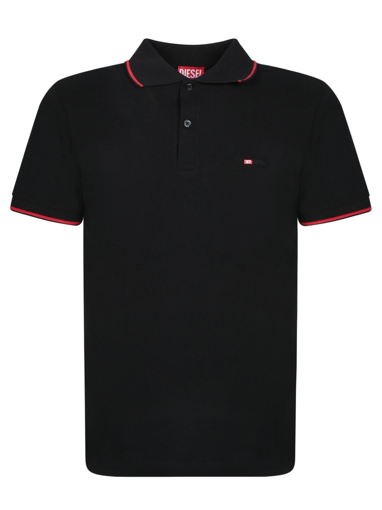 【送料&関税込】Diesel Tferry Black Cotton Polo Shirt