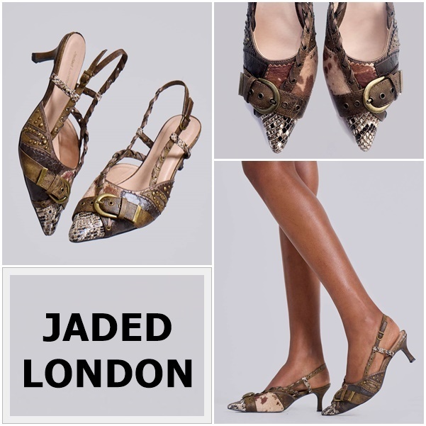 ☆JADED LONDON☆ Arden Patchwork Slingback Kitten Heels