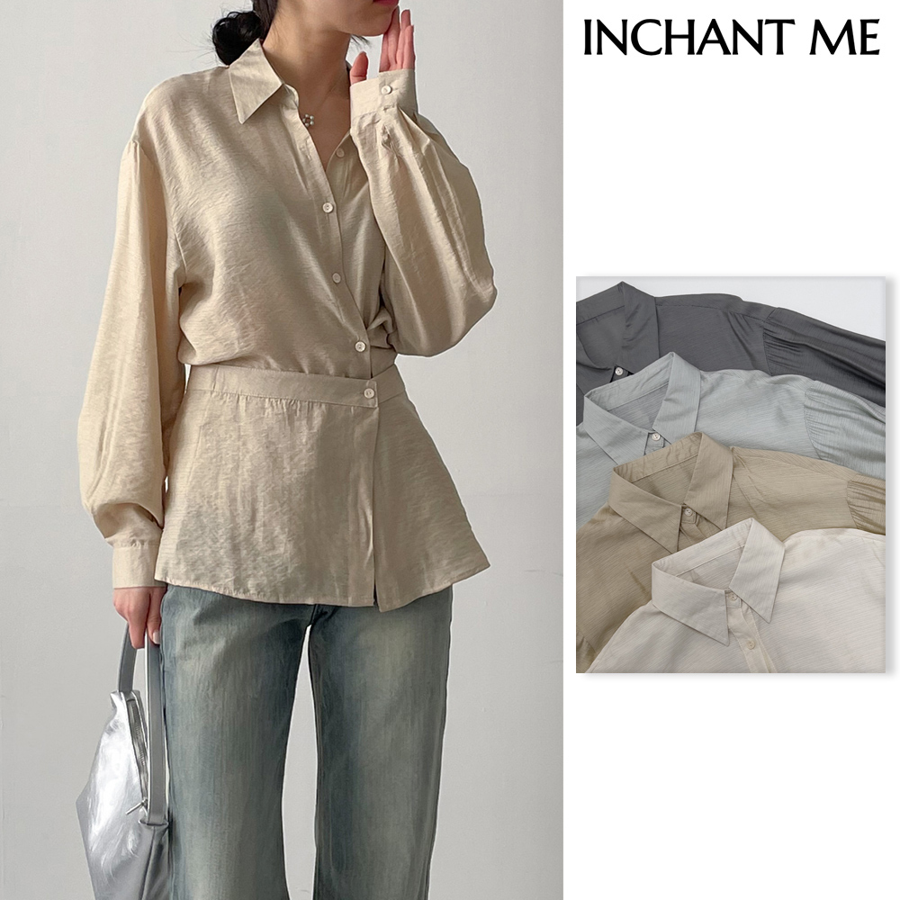 【INCHANT ME】[Skirt SET] Crio Wrap Loose Fit Blouse