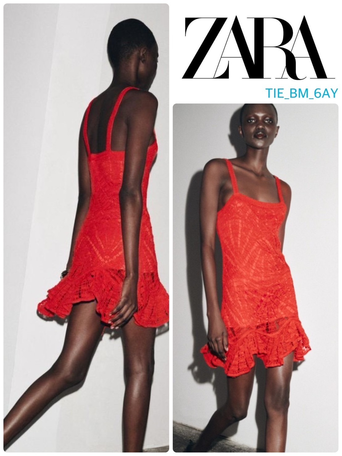 スペイン発送 ZARA クロシェペプラムドレス 上品カジュアル 新作