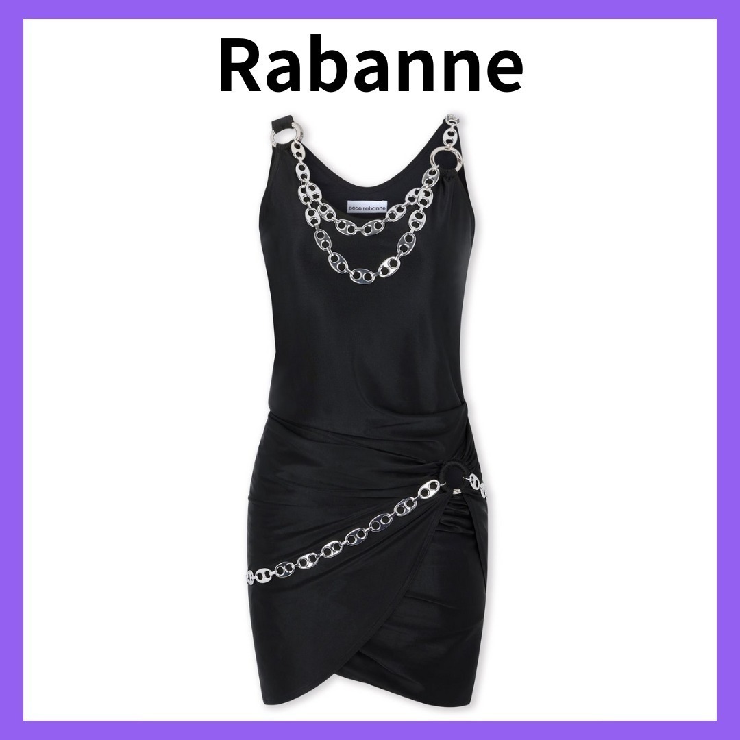Rabanne フリルのディテールチェーンミニドレス