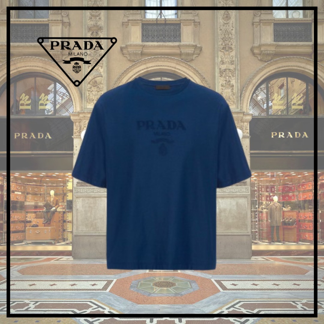 【PRADA】テクニカルコットン Tシャツ★ネイビー★M