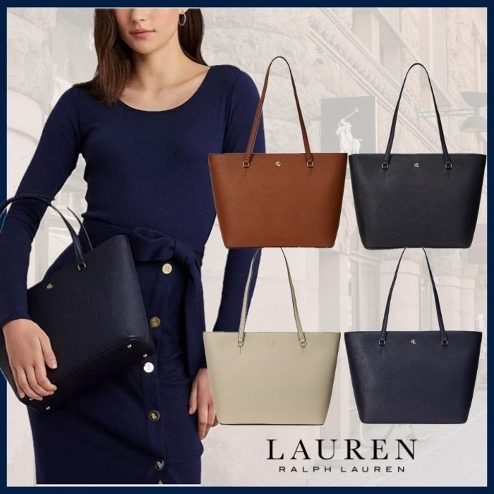Lauren Ralph Lauren*定番4色*程よいサイズ*レザー*ミディトート