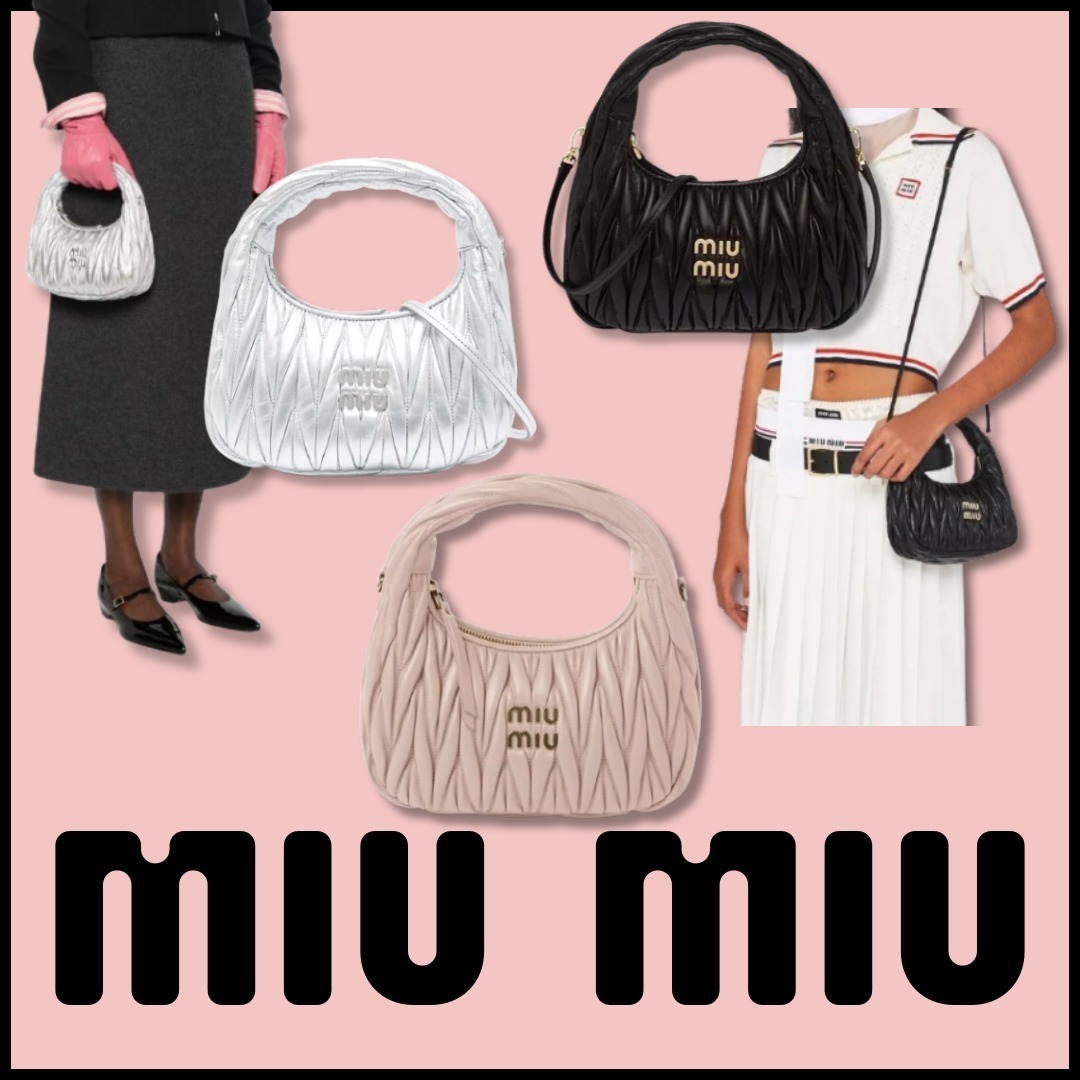 【MIU MIU】ホーボーバッグ Wander マテラッセ 2WAY ロゴ レザー