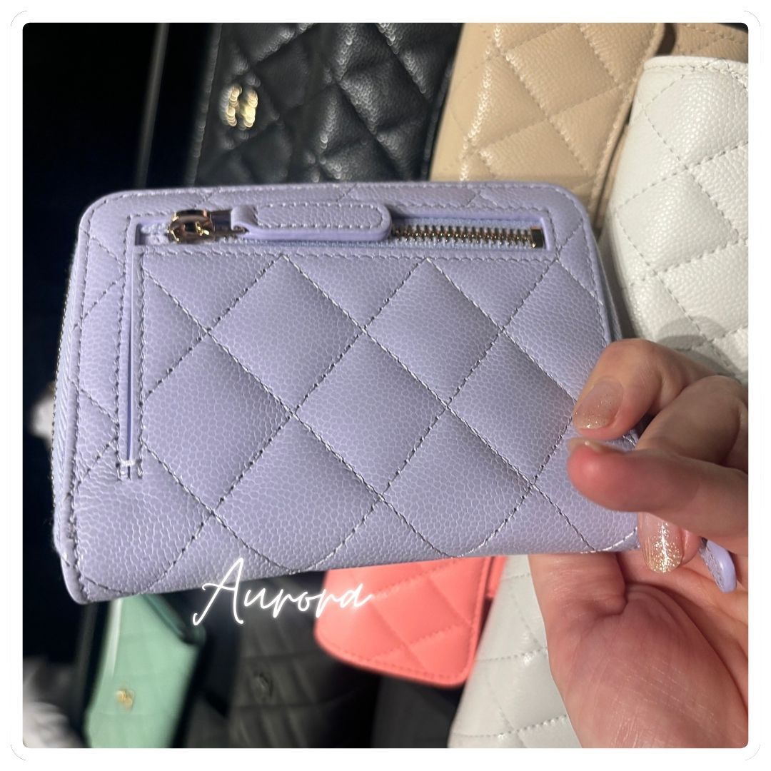 BUYMA未掲載_25ss_CHANEL_二つ折り_財布_キャビア_パープル