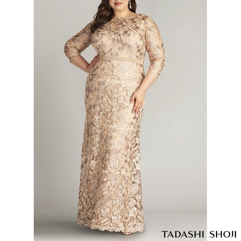 TADASHISHOJI シークインレース 美ライン カクテルドレス プラス
