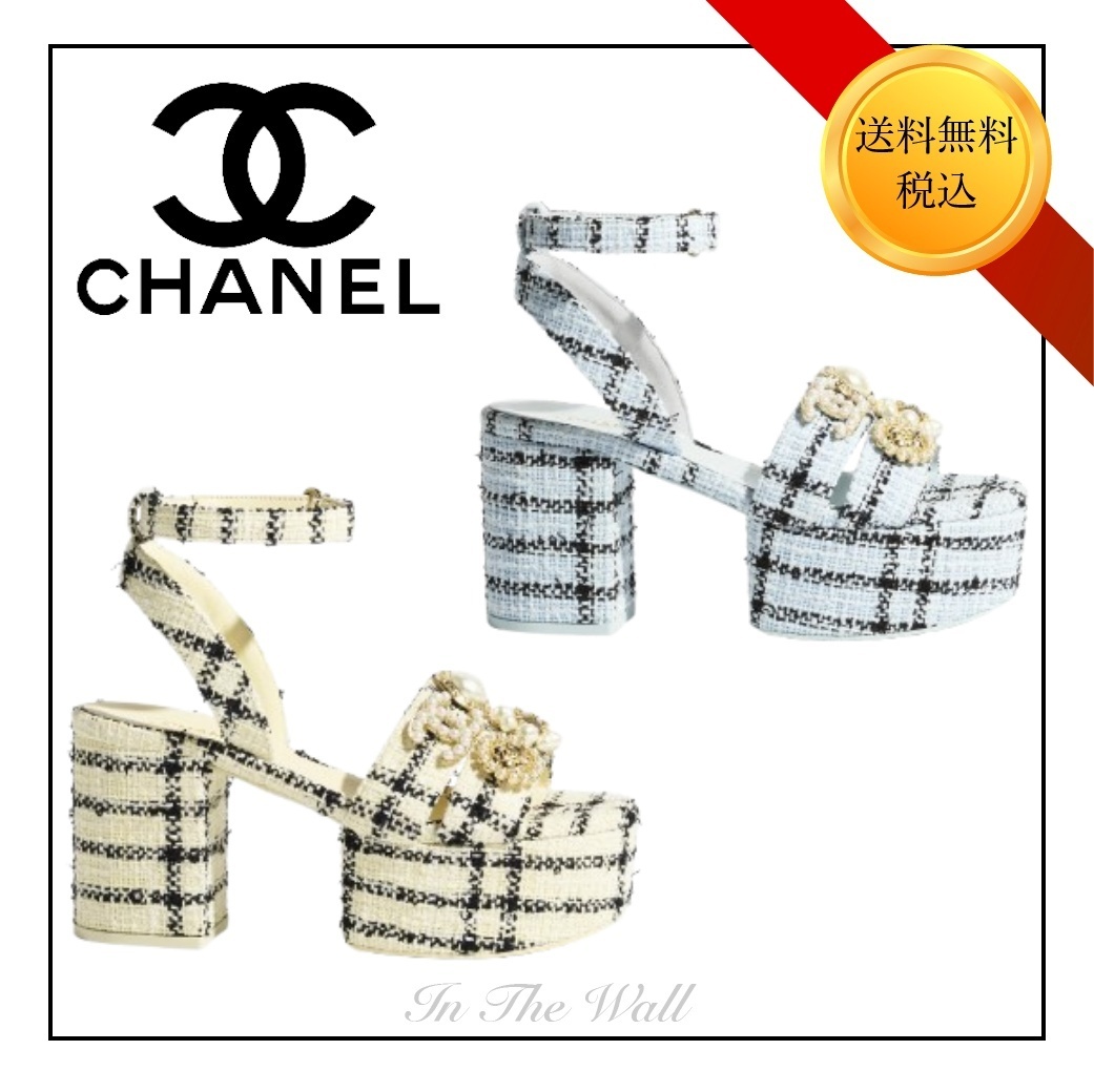 お洒落な2色展開♪【CHANEL】25SS ビジュー サンダル ブルー