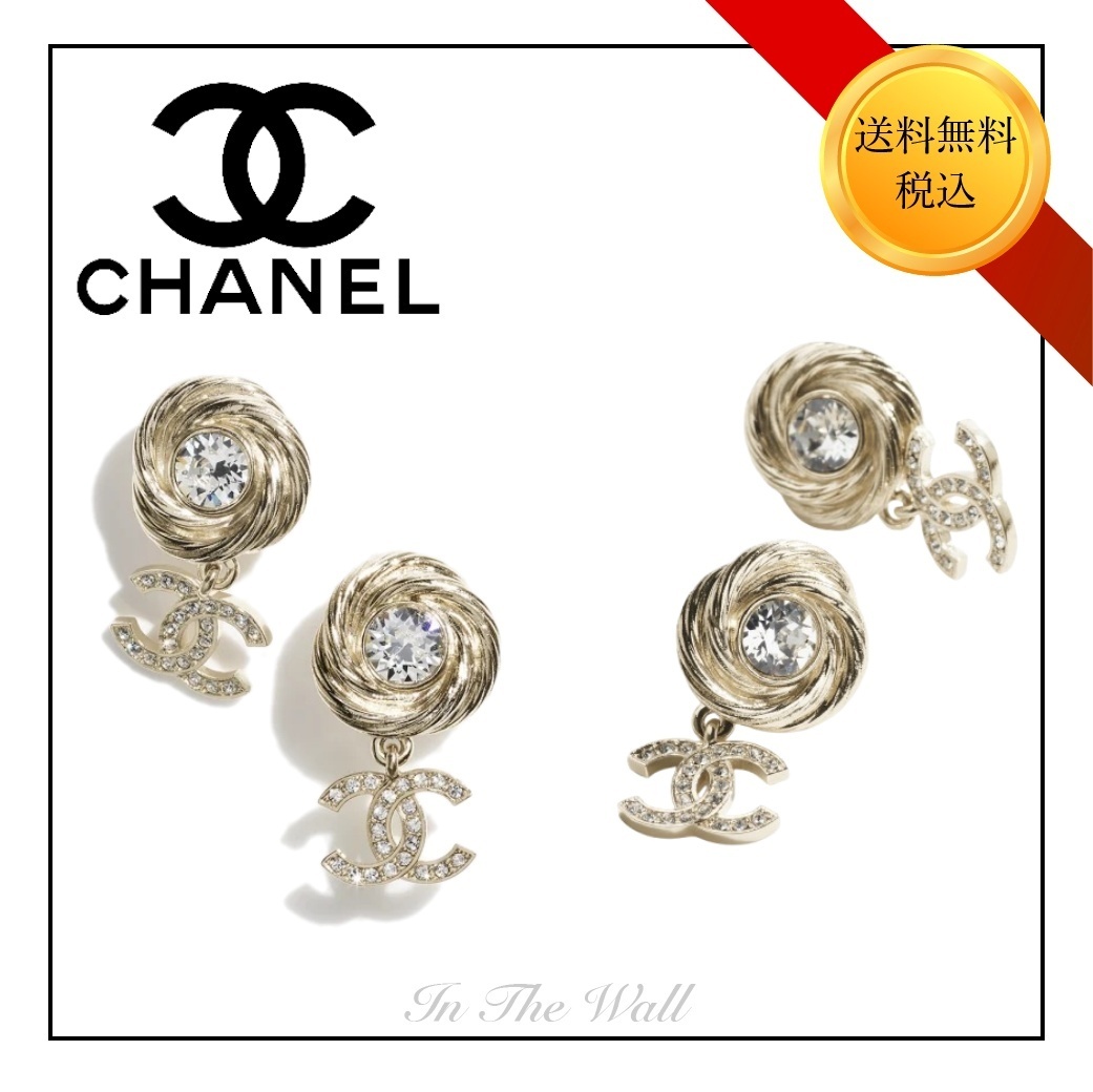 大きめクリスタル♪【CHANEL】25SS ピアス ストラス CC ゴールド