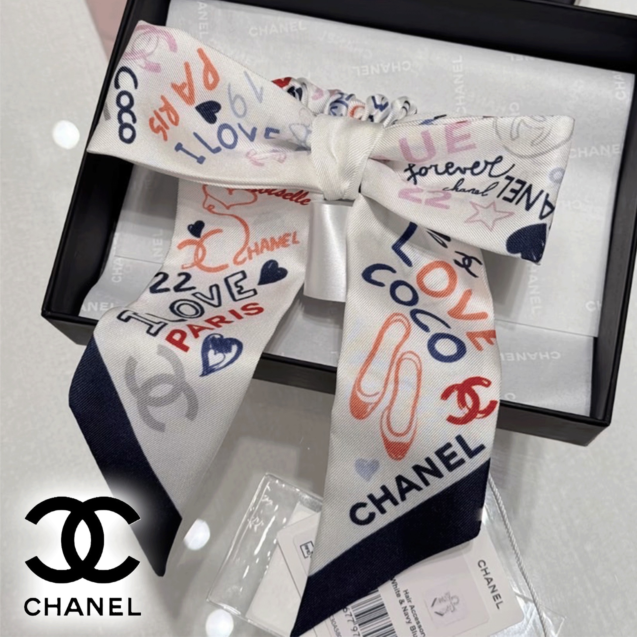 ポップなデザインが可愛い♪【CHANEL】リボン シュシュ