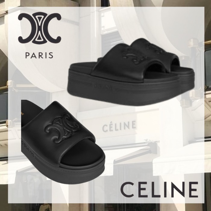 関税送料込 CELINE トリオンフ ブロック スライド サンダル