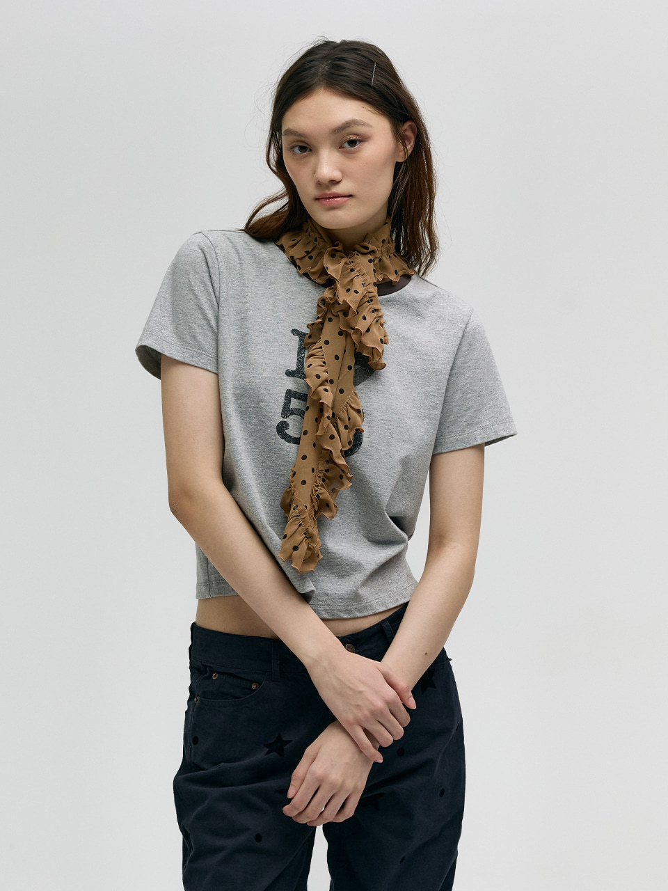 [Margesherwood] / ☆ FRILL SQUARE SCARF / beige