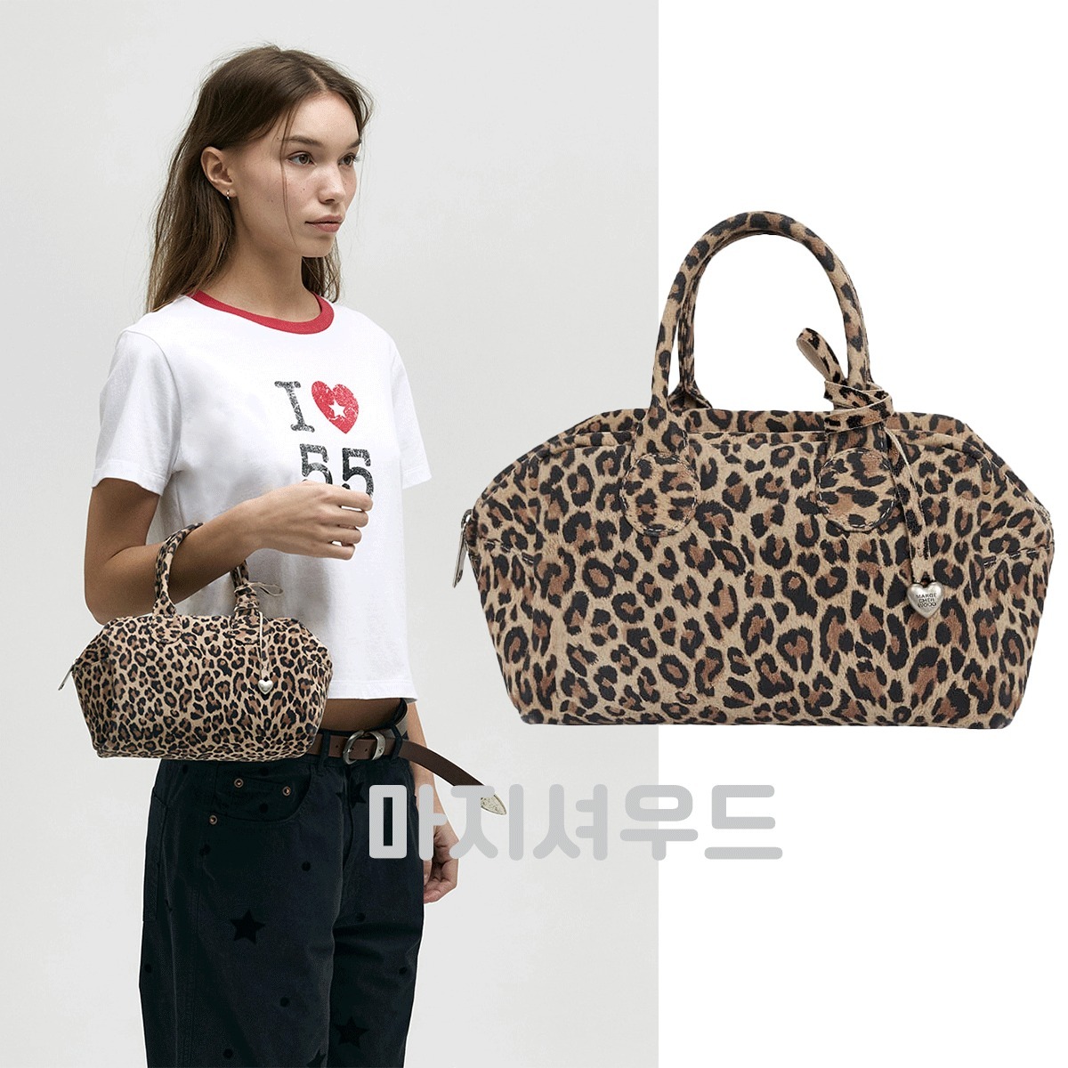 トートバッグ [Margesherwood] / SOFT BOWLING BAG / cream leopard suede