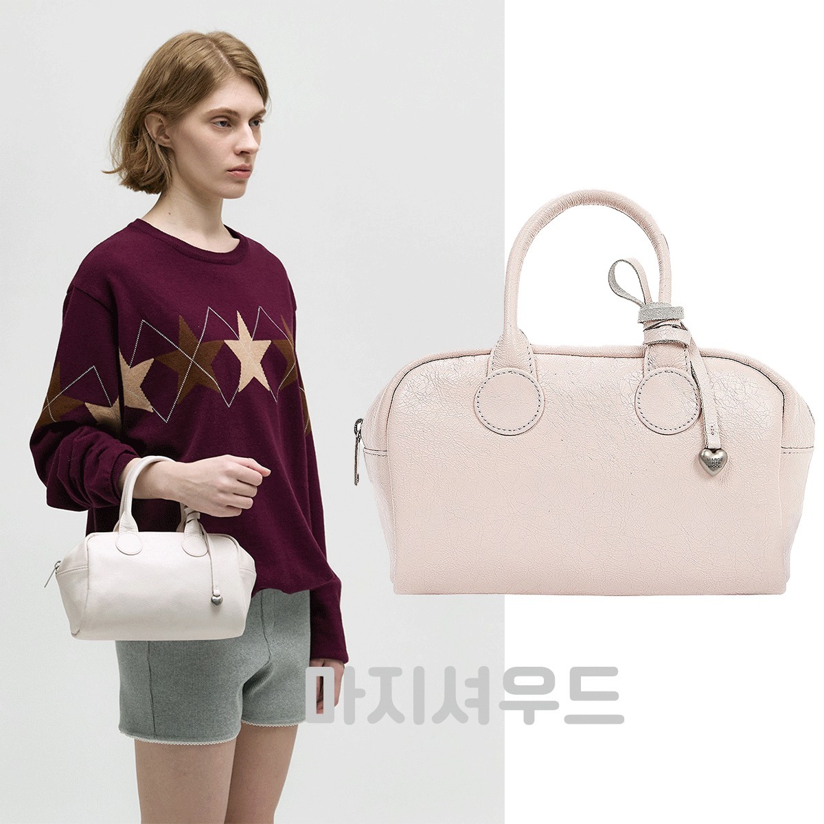 トートバッグ [Margesherwood] / SOFT BOWLING BAG / pale pink cracked
