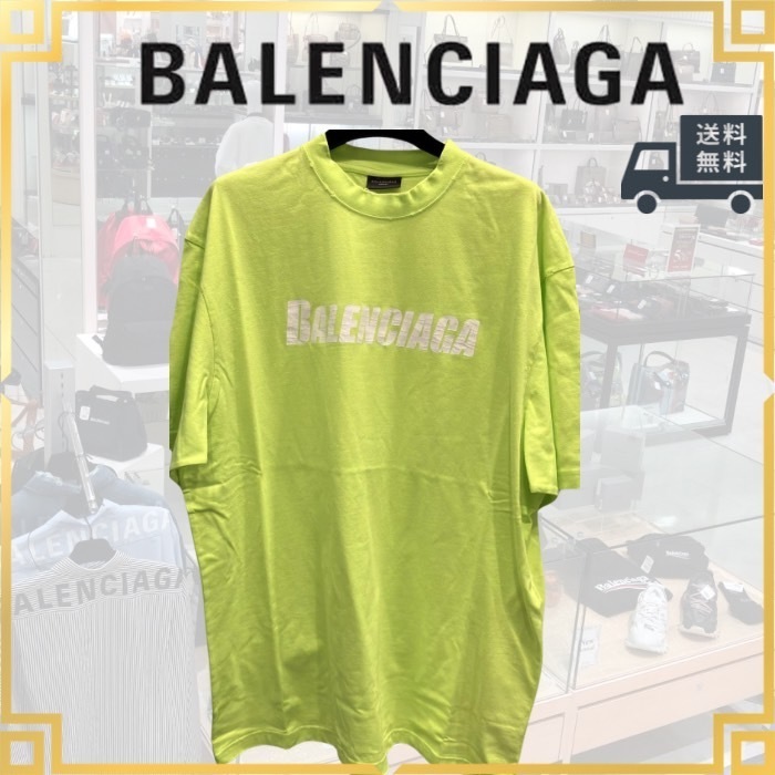 バレンシアガ Tシャツ CAPS ロゴ ボクシーFIT イエロー