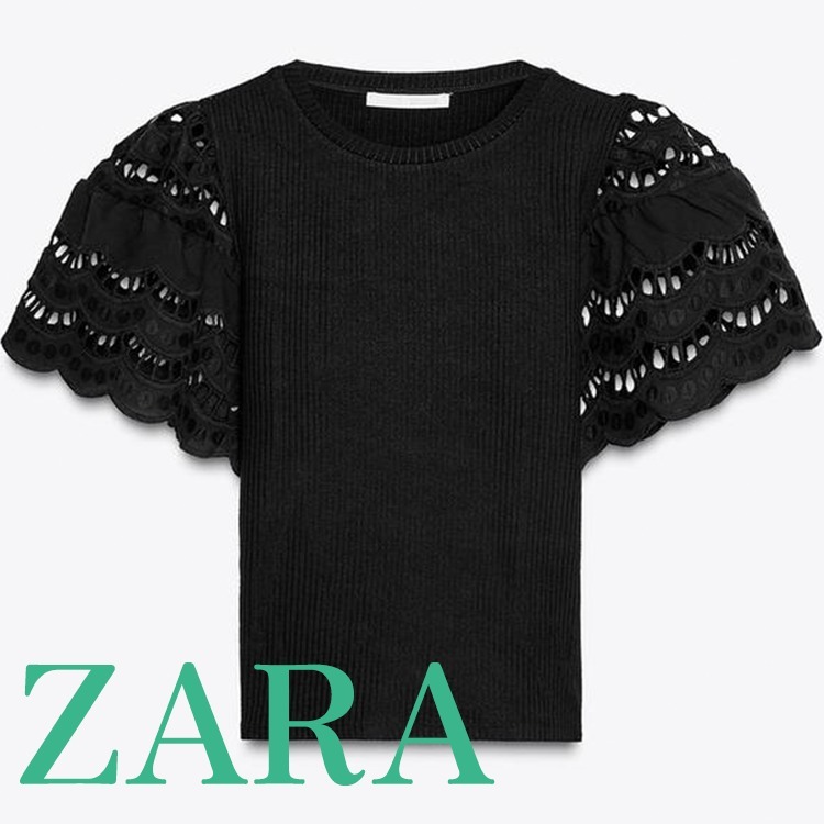 【ZARA】スリーブエンブロイダリー タンクトップ 1058/159/250