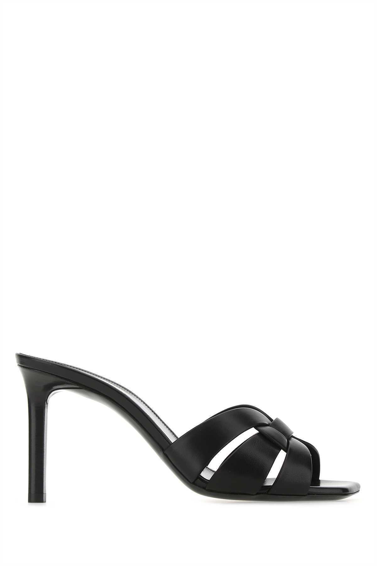 【関税&送料込】Saint Laurent Black Leather Tribute 85 Mules