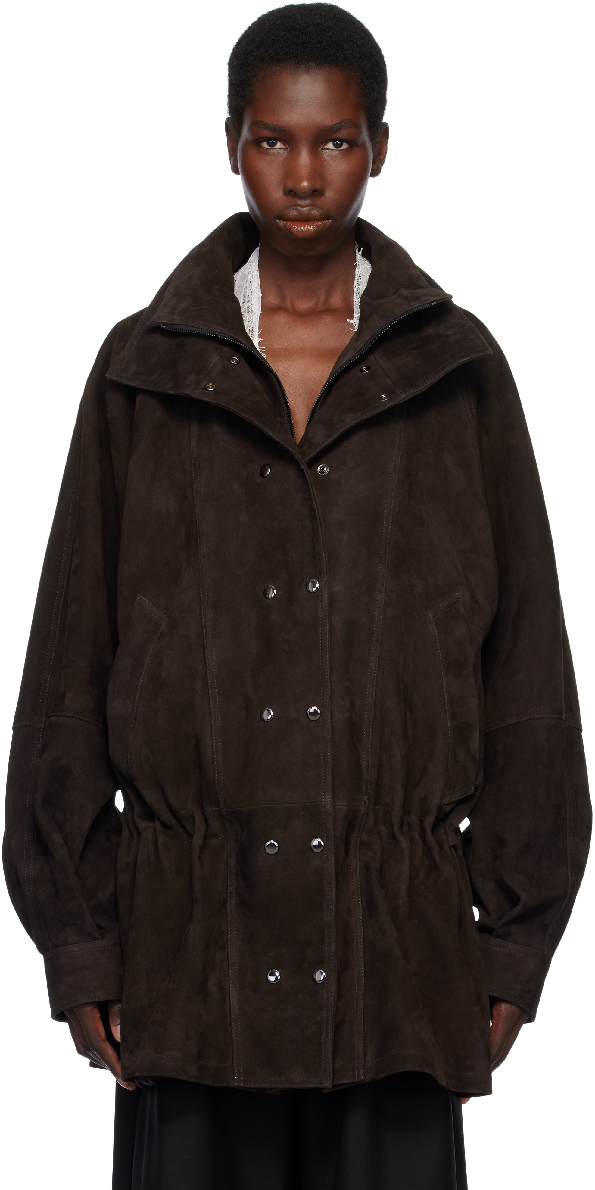 【関税込み】Magda Butrym ブラウン Cinched レザージャケット