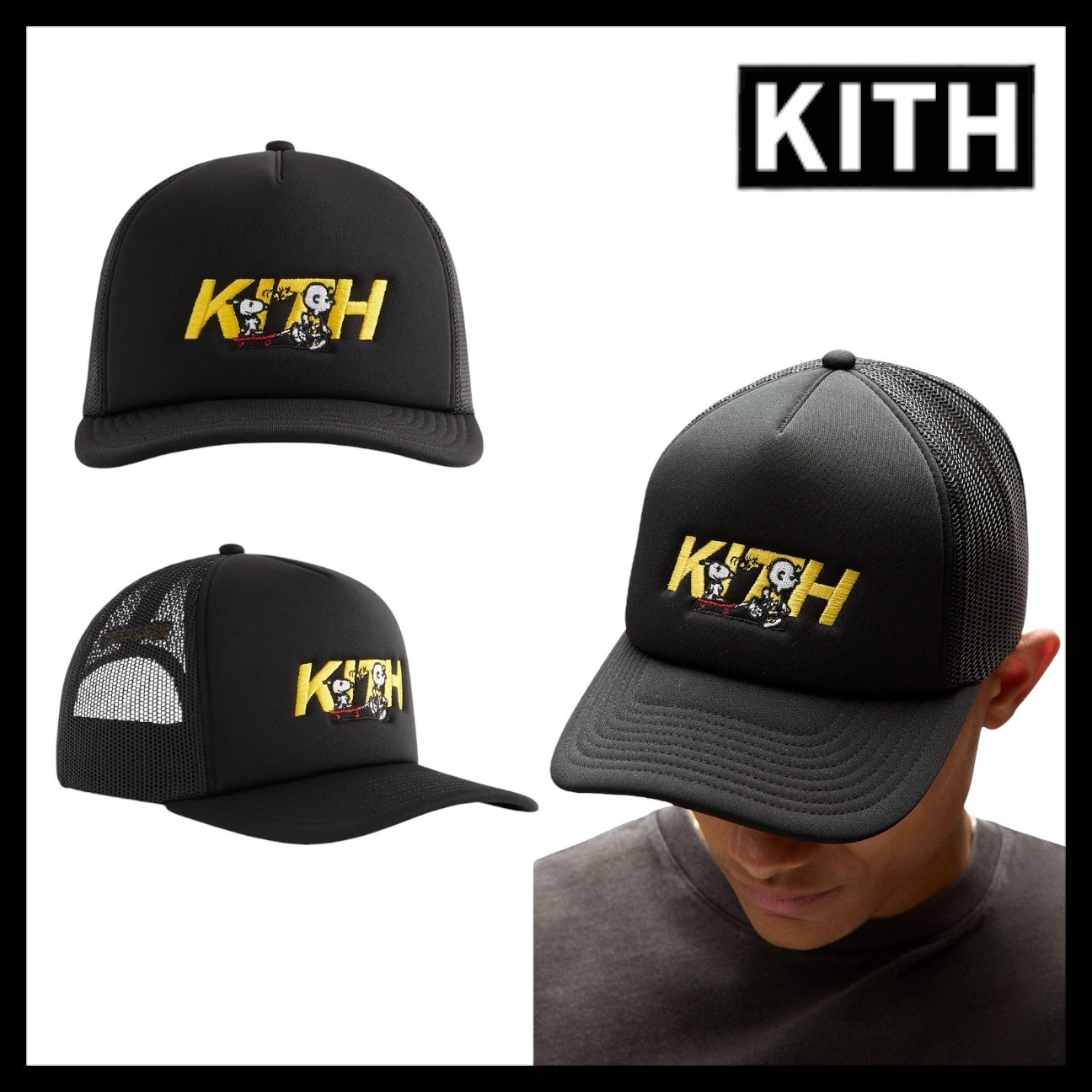 男女ともに人気 コラボ Kith NYC × Snoopy Mesh Cap KITH】☆コラボ ☆スヌーピー ☆新作 ☆メッシュ ☆関税込 (KITH