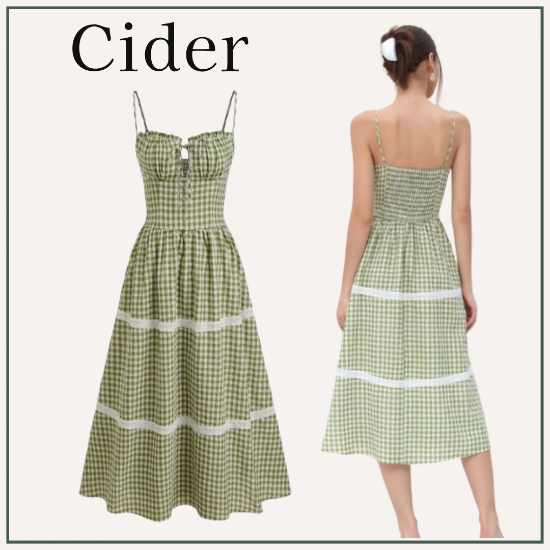 【スウィート】Cider / ギンガム シャーリング キャミワンピ