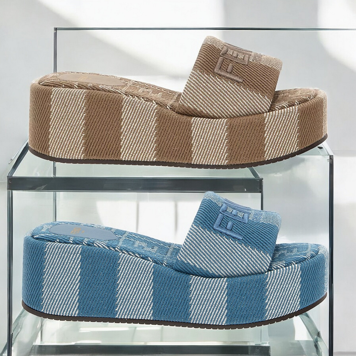 フェンディ サンシャイン ジャカード フラットフォームサンダル