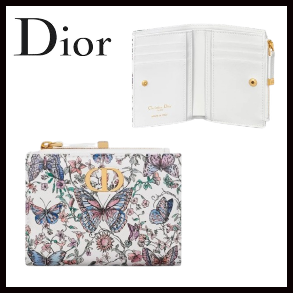 【蝶&花柄のデザインが可愛い☆】DIOR Caro Dahlia ウォレット