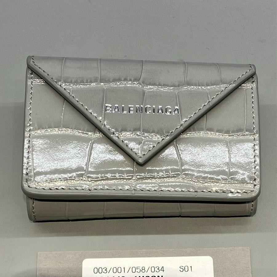 直営店☆BALENCIAGA☆ PAPIER MINI クロコ調 折りたたみ財布