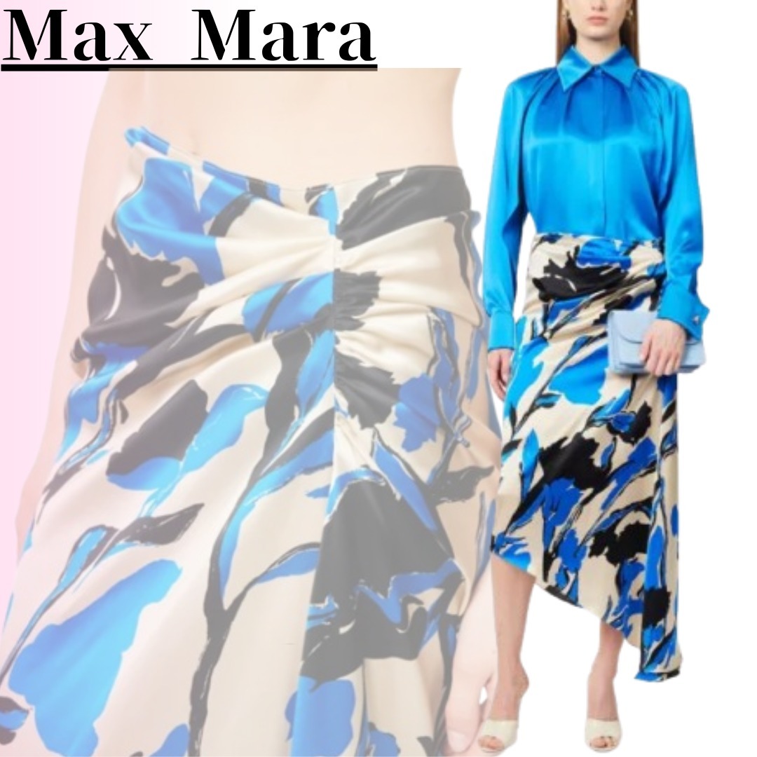 ◆25SS◆【MAX MARA】CHOPIN*サテン*アシンメトリースカート