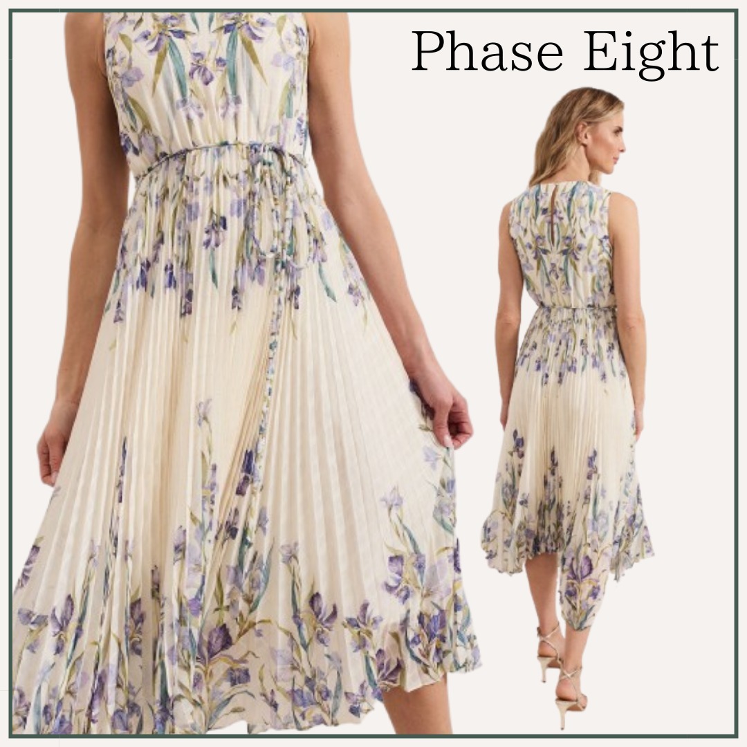 【フローラル】Phase Eight / georgiana プリーツ ミディドレス