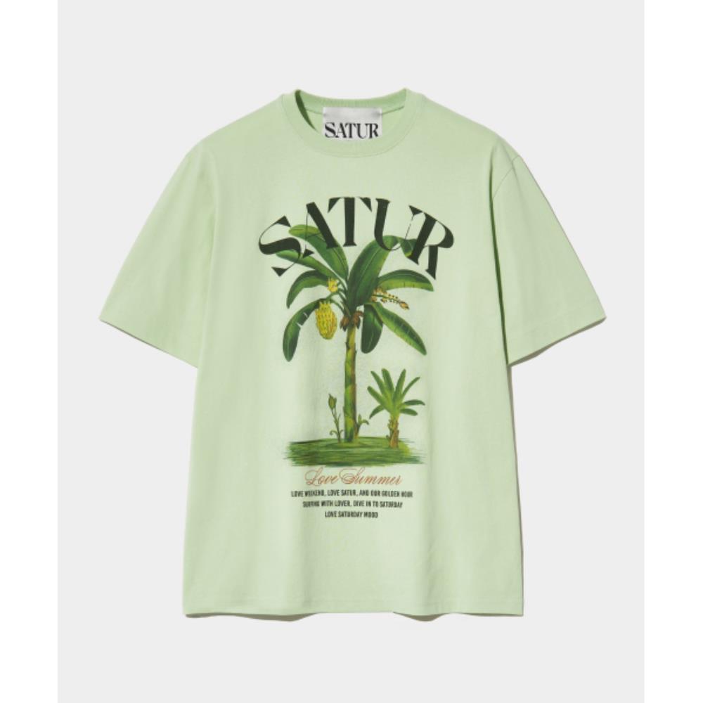 ★SATUR★ Banana Tree Graphic Short Sleeve T-Shirt Seradon M