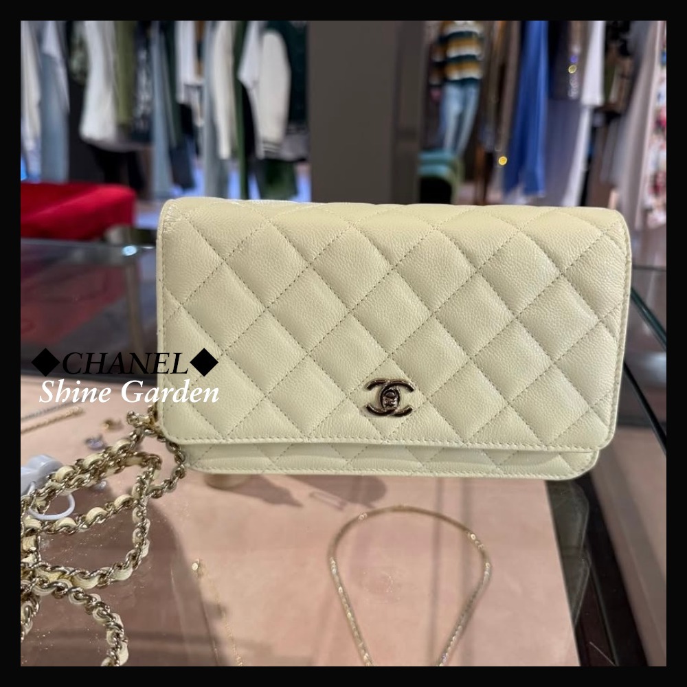 25SS限定★ CHANEL チェーンウォレット バック パステルイエロー