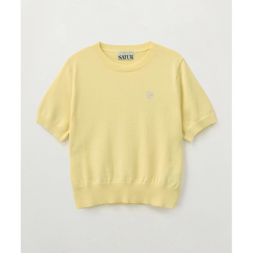 ★SATUR★ W Classic Crew Neck Half Knit Yellow SA252WKT03YL