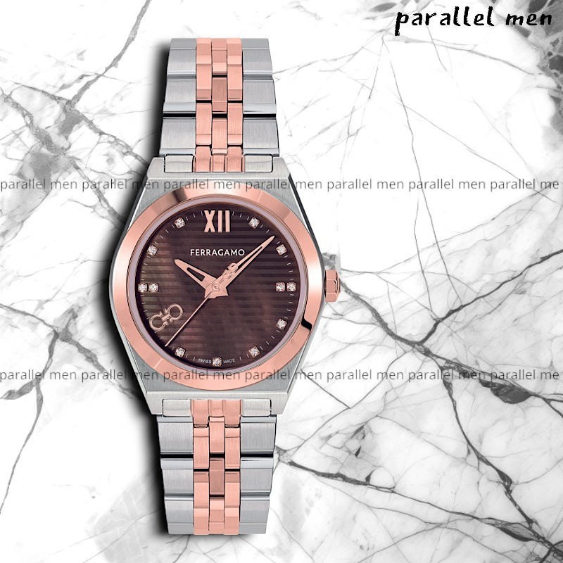 【FERRAGAMO】Vega New Diamond Watch ブラウン文字盤 28mm