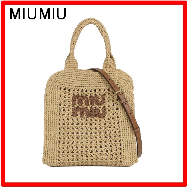 ☆人気 ☆【MIU MIU】☆ラフィア トート ショルダーバッ.グ☆