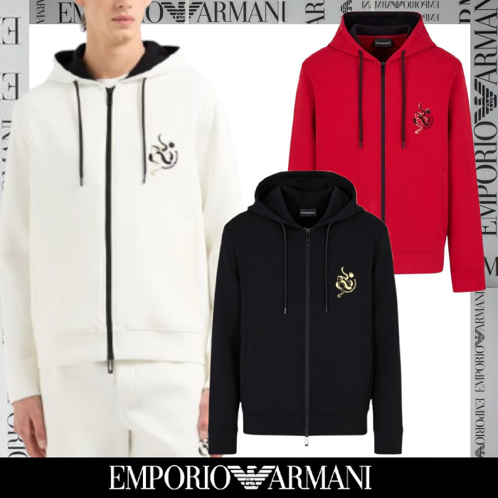 EMPORIO ARMANI▼ASV 春節刺繍 フード ジップアップスウェット