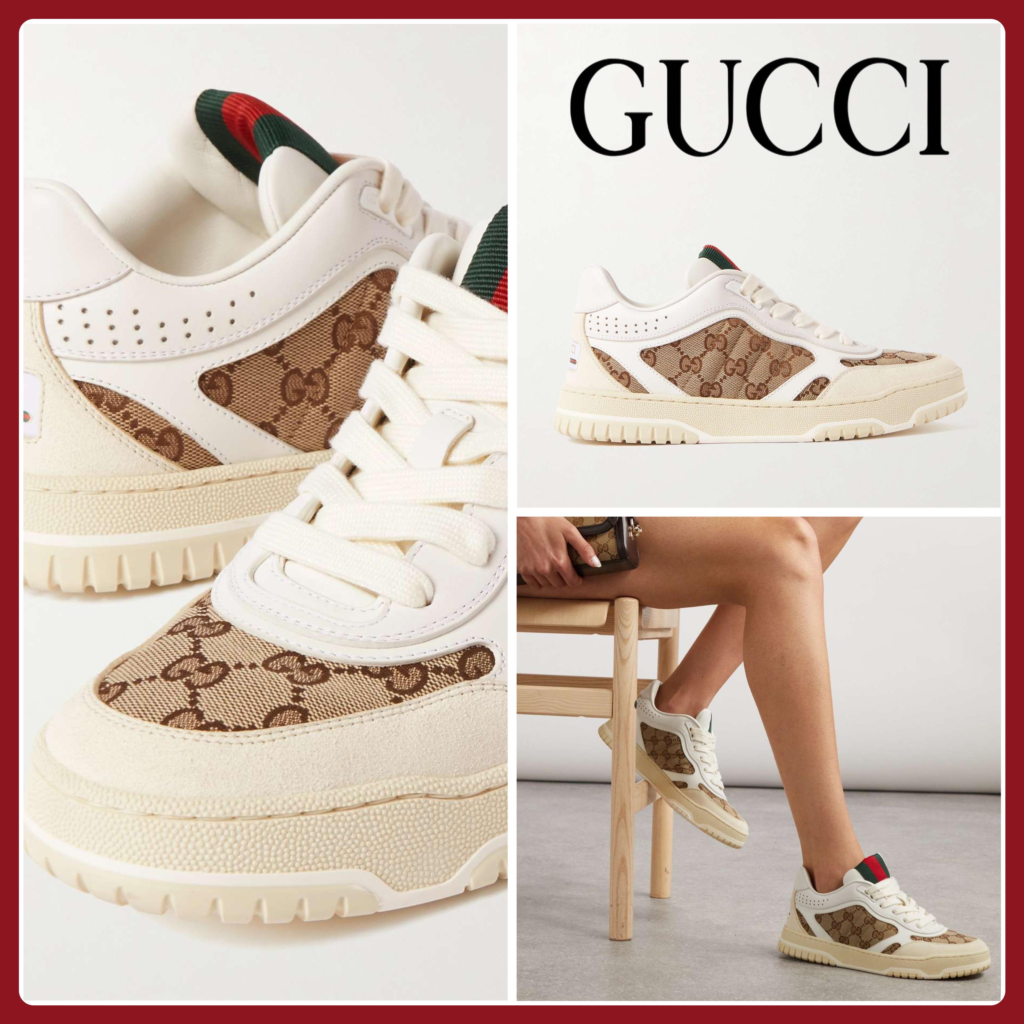 【関税込み】☆GUCCI☆ レザーキャンバス ジャカード スニーカー